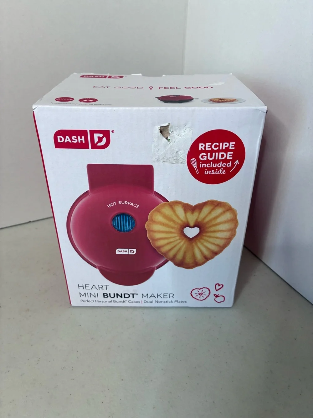 Dash Heart Mini Bundt Maker Red Nonstick Cake Baker
